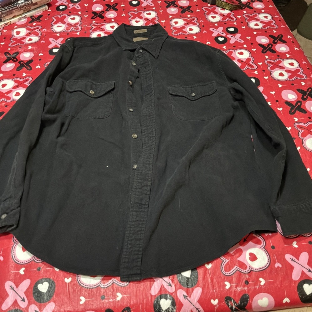 Vtg St. Johns Bay‎ Shirt Long Sleeve Heavy Cotton Button Up Navy Men's L #H14-30